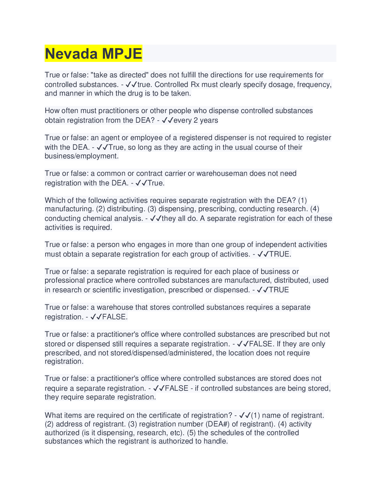 Preview image for Nevada MPJE(questions&answers)